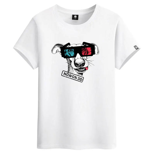 2022 NEW Sunglasses Dog Print 100%cotton Men T Shirt Hip-Hop Cotton T-shirt O-neck Summer Male Causal Tshirts Fashion Loose Tees